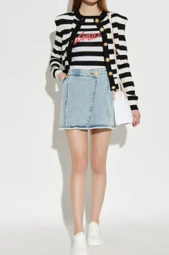 Balmain CZARNY Kardigan ze wzorem w pasy