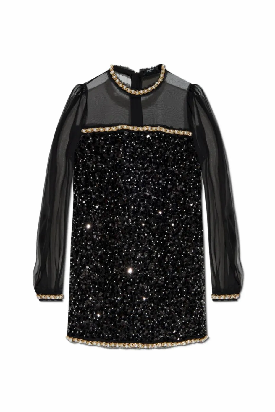 Balmain CZARNY Krótka cekinowa sukienka