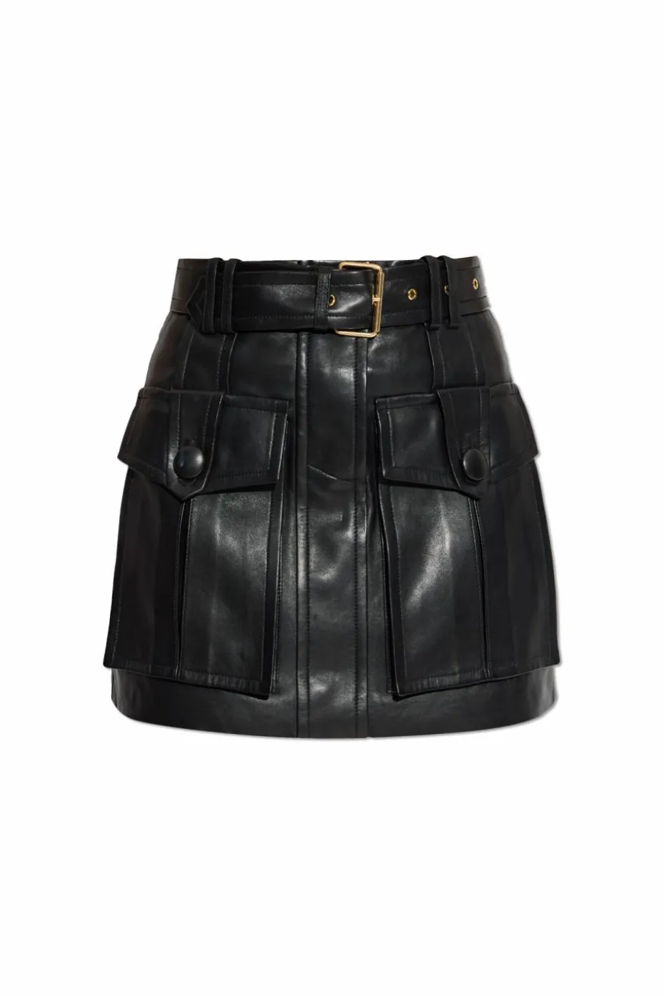 Balmain CZARNY Krótka skórzana spódnica
