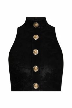 Balmain CZARNY Krótki top z aplikacjami