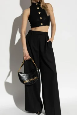 Balmain CZARNY Krótki top z aplikacjami
