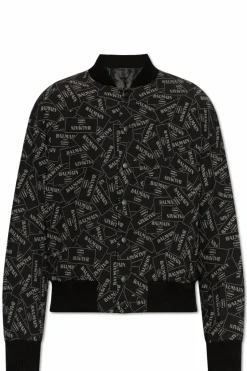 Balmain CZARNY Kurtka typy `bomber` z monogramem