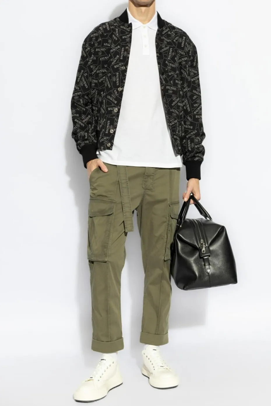 Balmain CZARNY Kurtka typy `bomber` z monogramem