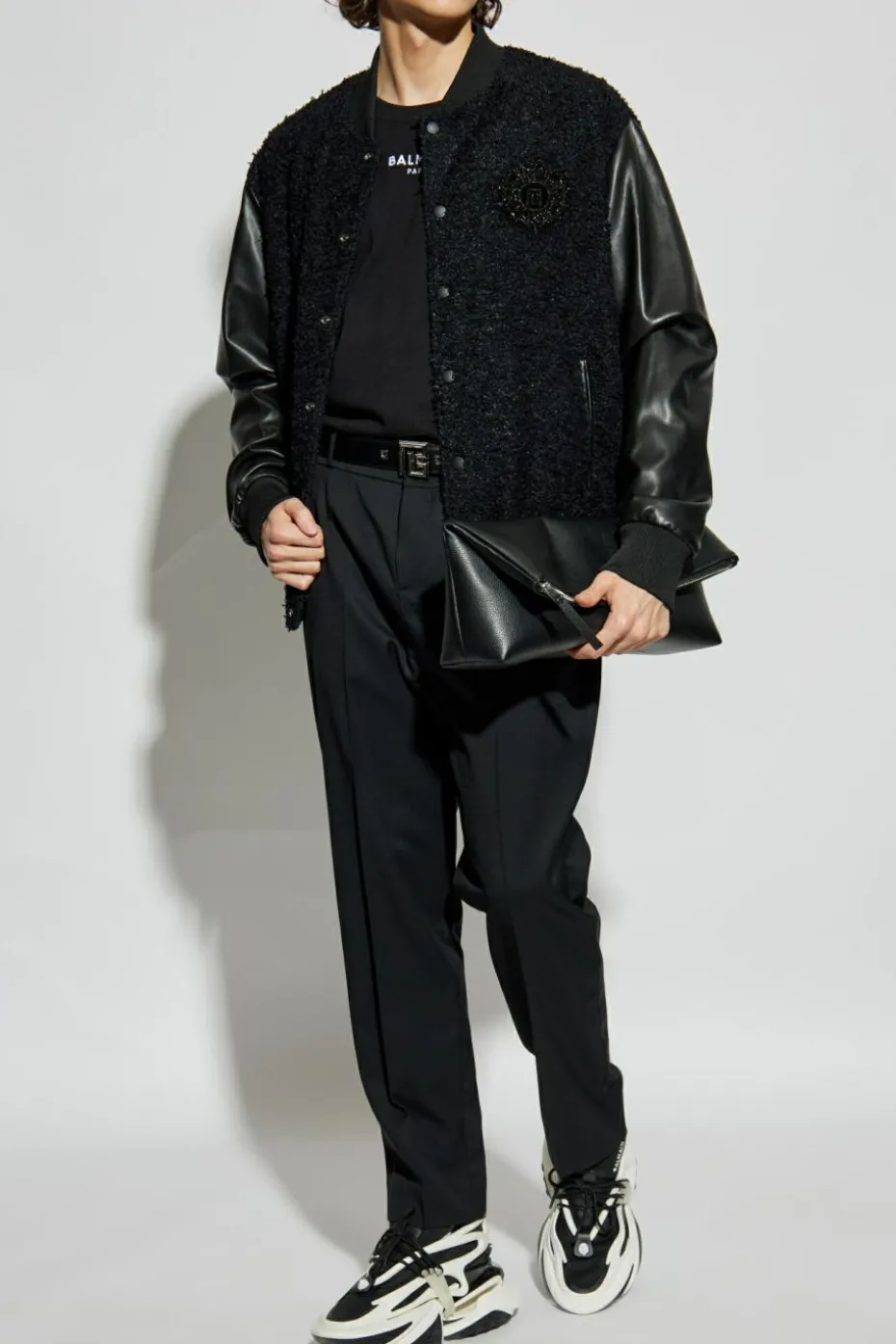 Balmain CZARNY Kurtka typu `bomber` z aplikacją