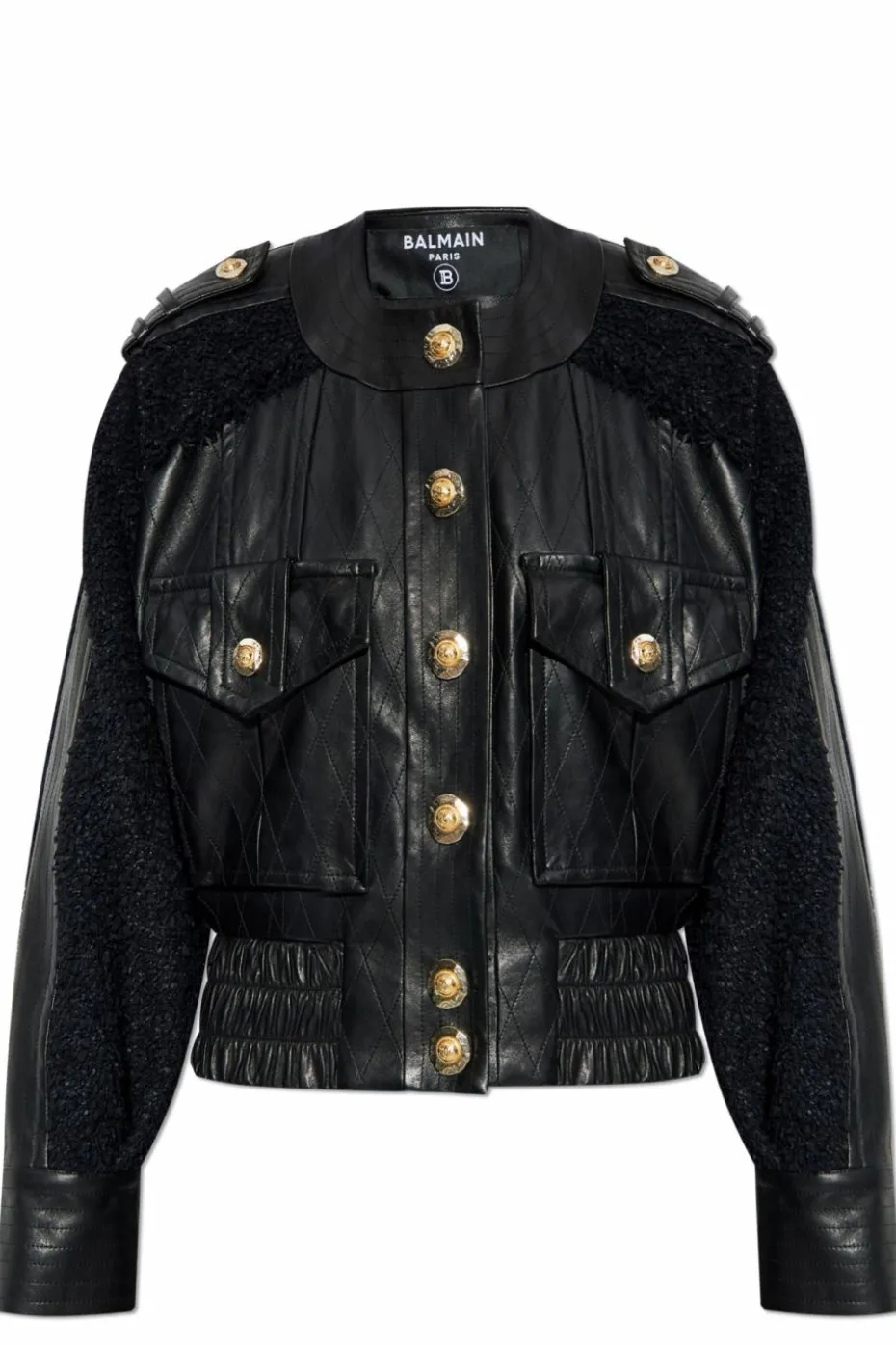 Balmain CZARNY Kurtka z łączonych materiałów
