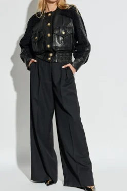 Balmain CZARNY Kurtka z łączonych materiałów