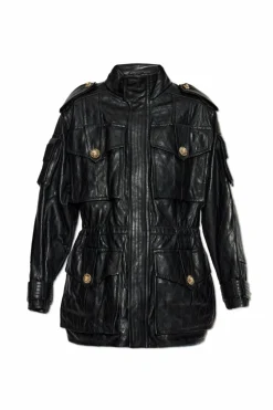 Balmain CZARNY Kurtka z jagnięcej skóry
