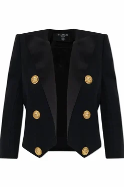Balmain CZARNY Marynarka z satynowymi klapami