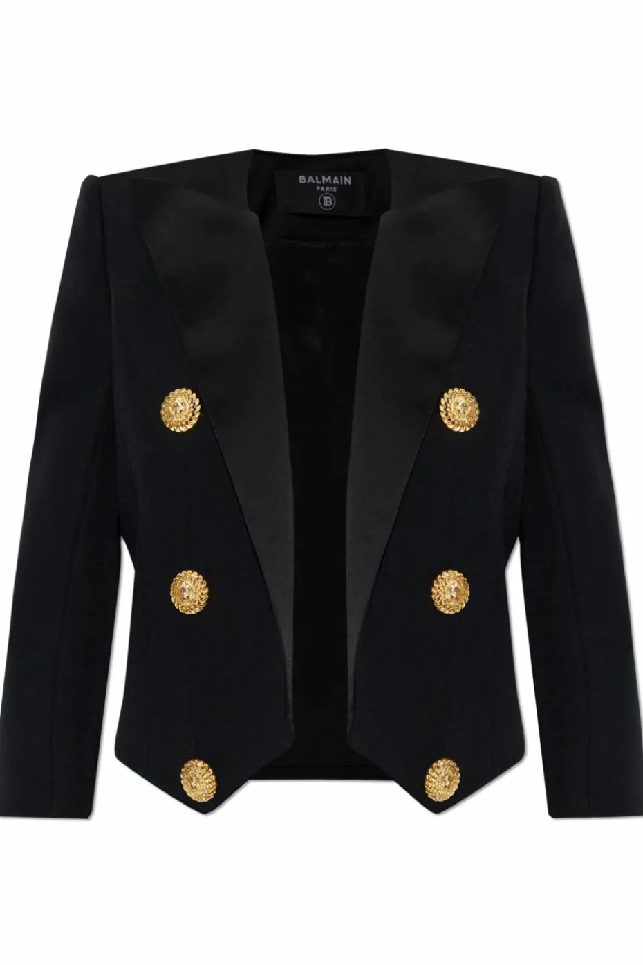 Balmain CZARNY Marynarka z satynowymi klapami