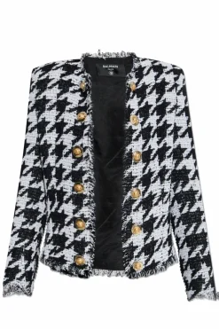 Balmain CZARNY Marynarka ze wzorem w pepitkę