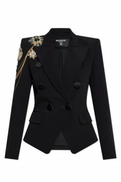 Balmain CZARNY Marynarka z połyskującymi aplikacjami