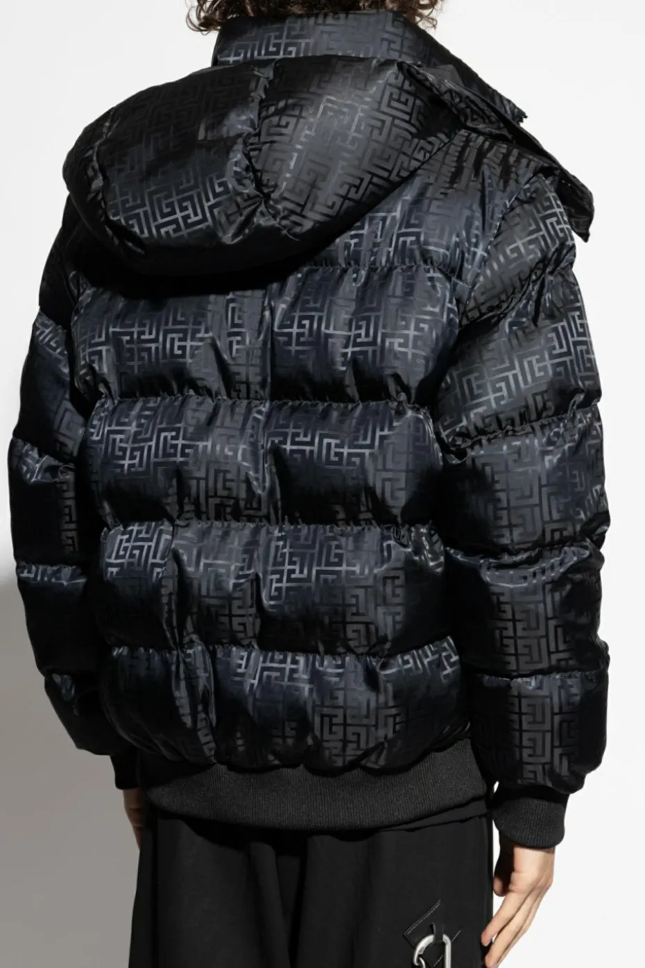 Balmain CZARNY Ocieplana kurtka z odpinanym kapturem
