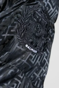 Balmain CZARNY Ocieplana kurtka z odpinanym kapturem