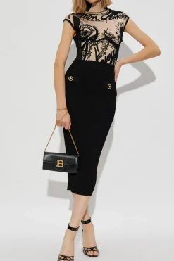Balmain CZARNY Ołówkowa spódnica z kieszeniami