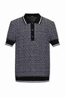 Balmain CZARNY Polo z monogramem