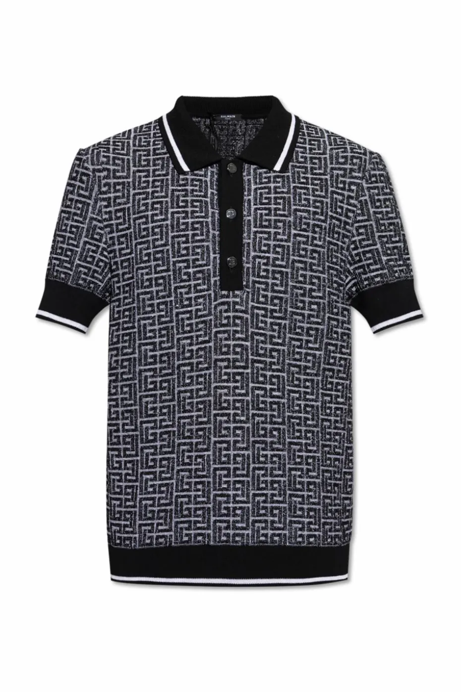 Balmain CZARNY Polo z monogramem