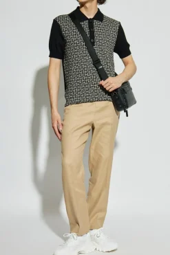 Balmain CZARNY Polo z monogramem