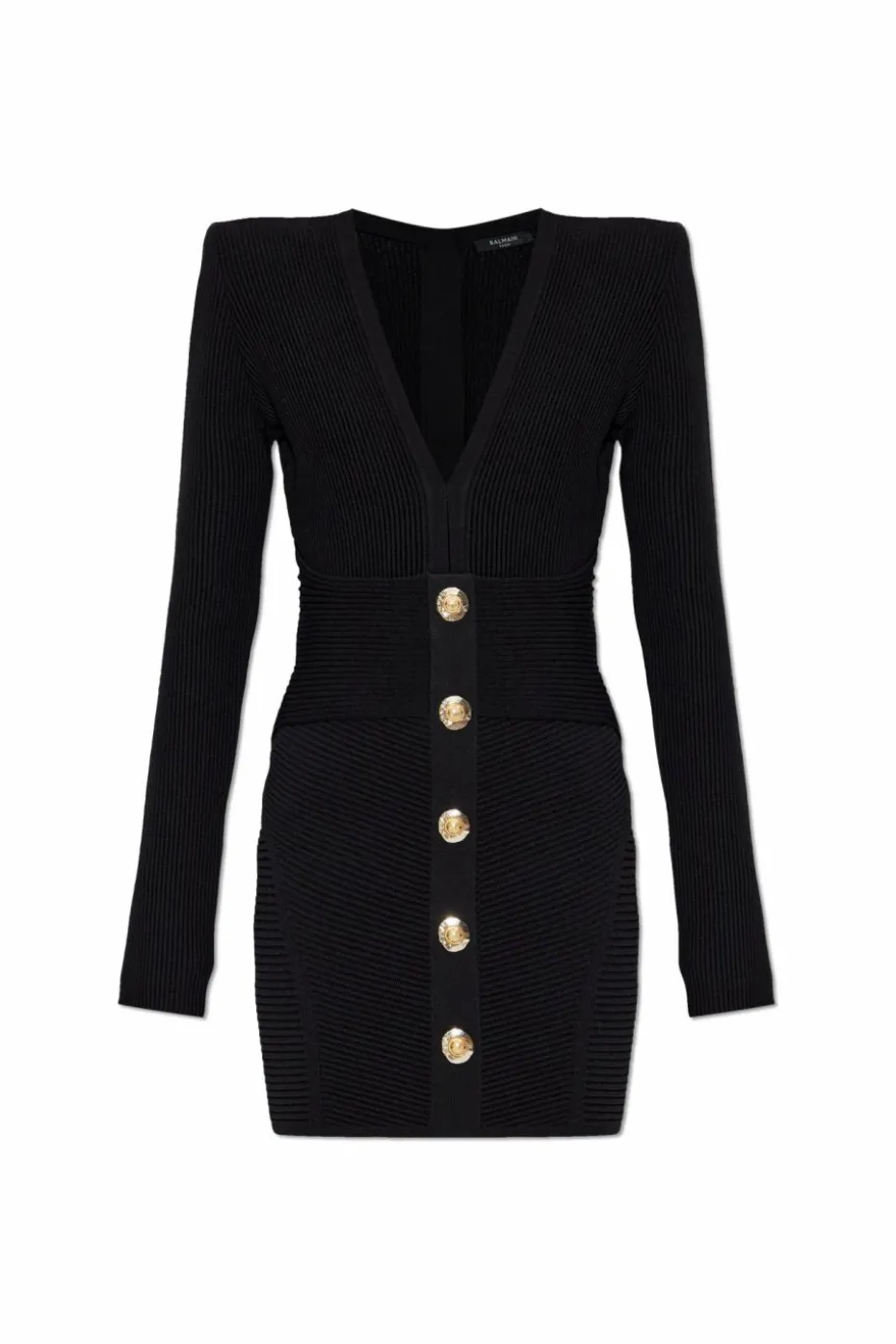 Balmain CZARNY Prążkowana sukienka