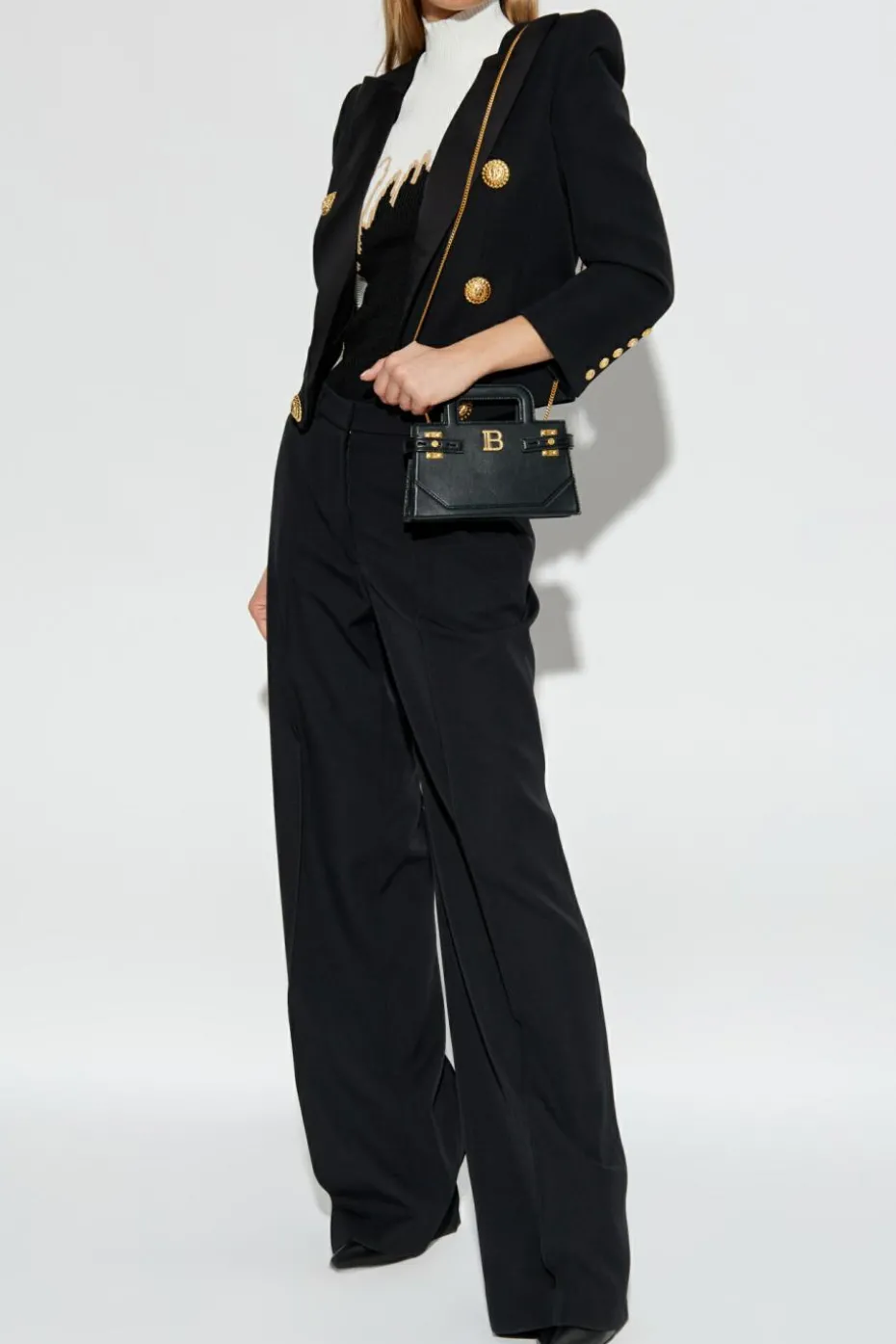 Balmain CZARNY Prążkowany top