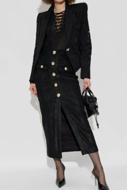 Balmain CZARNY Prążkowany top