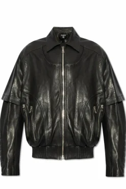 Balmain CZARNY Skórzana kurtka