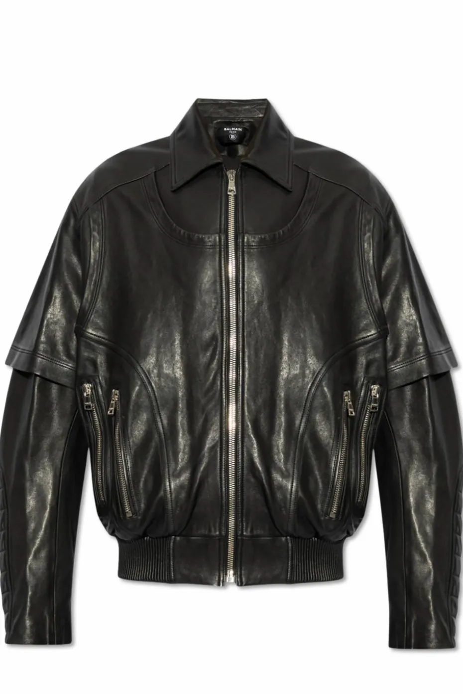 Balmain CZARNY Skórzana kurtka