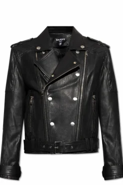 Balmain CZARNY Skórzana kurtka