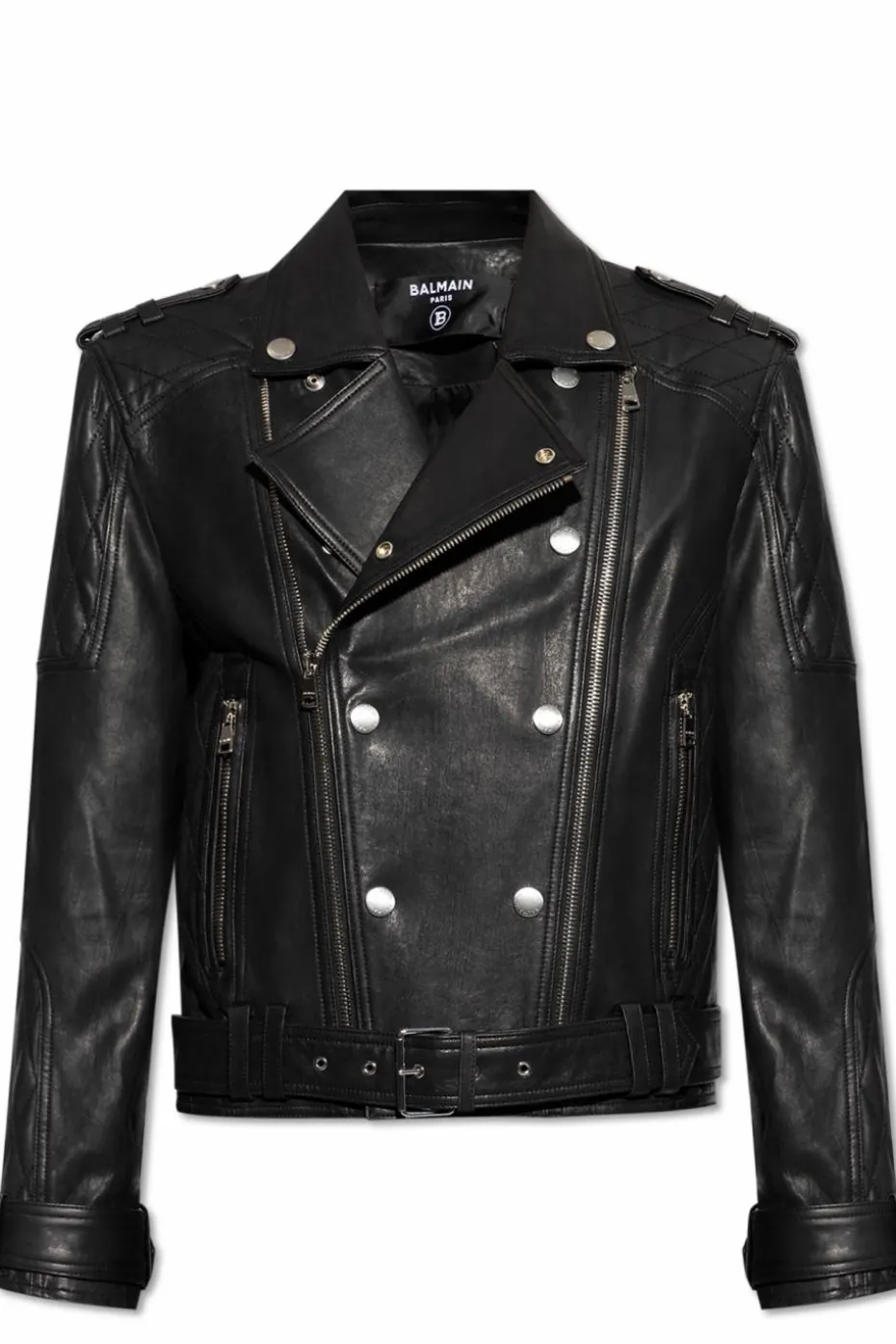 Balmain CZARNY Skórzana kurtka