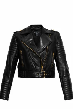 Balmain CZARNY Skórzana kurtka