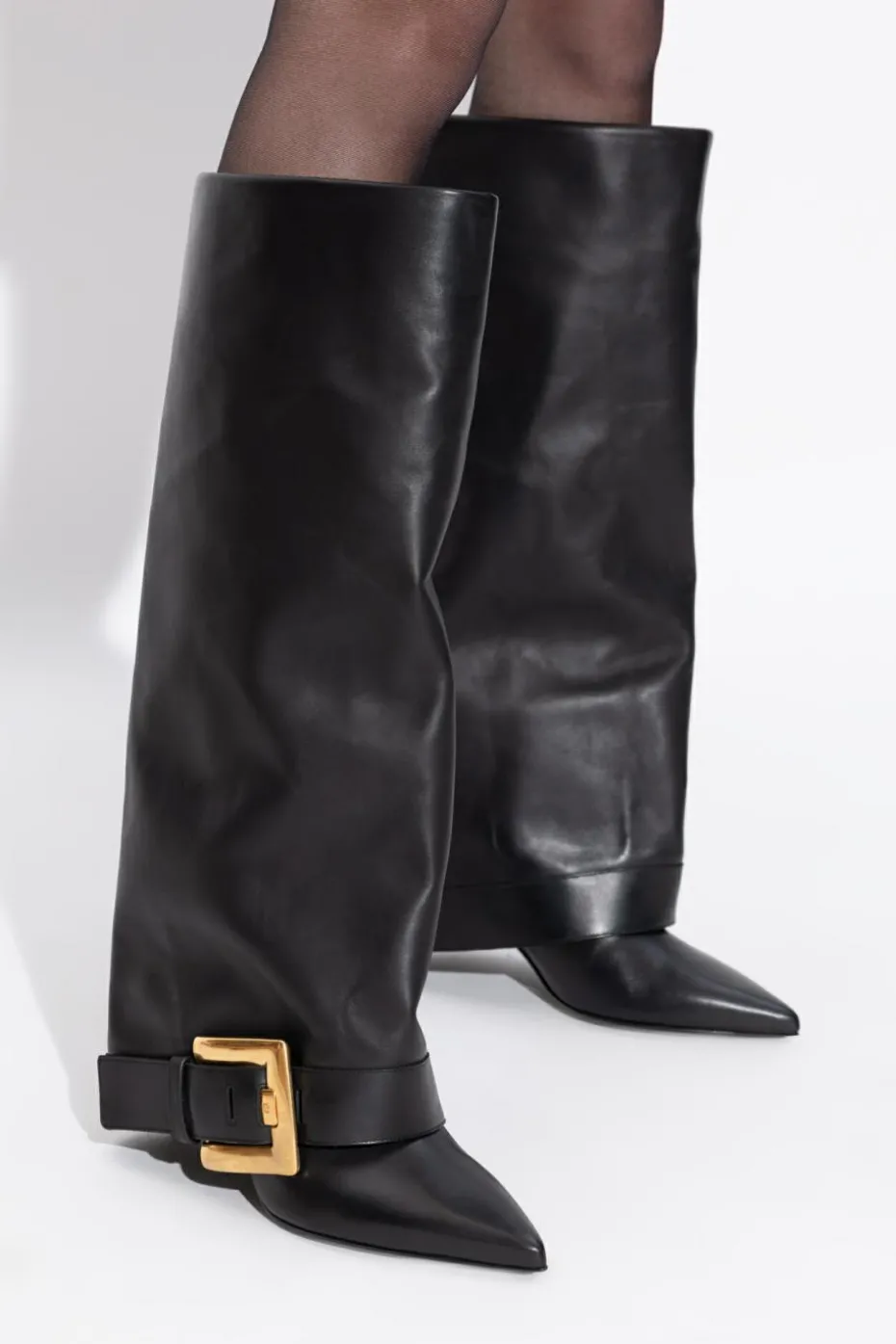 Balmain CZARNY Skórzane kozaki na obcasie
