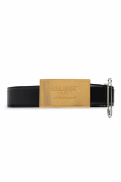 Balmain CZARNY Skórzany pasek