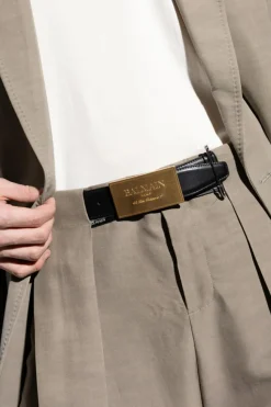 Balmain CZARNY Skórzany pasek
