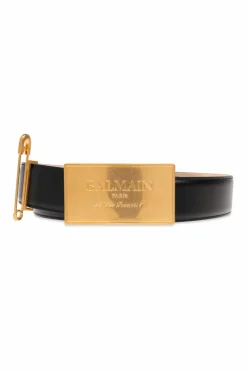 Balmain CZARNY Skórzany pasek