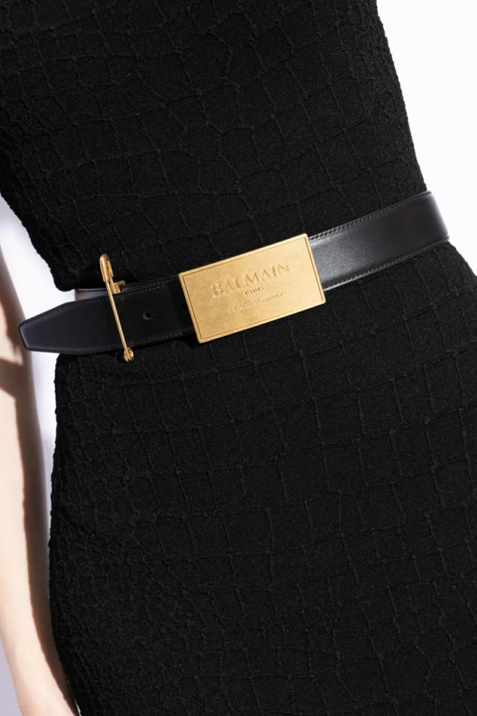 Balmain CZARNY Skórzany pasek