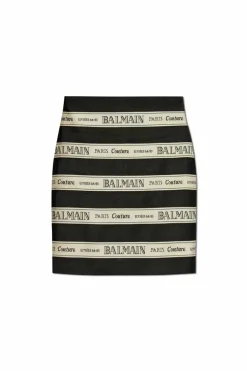Balmain CZARNY Spódnica ze wzorem w pasy