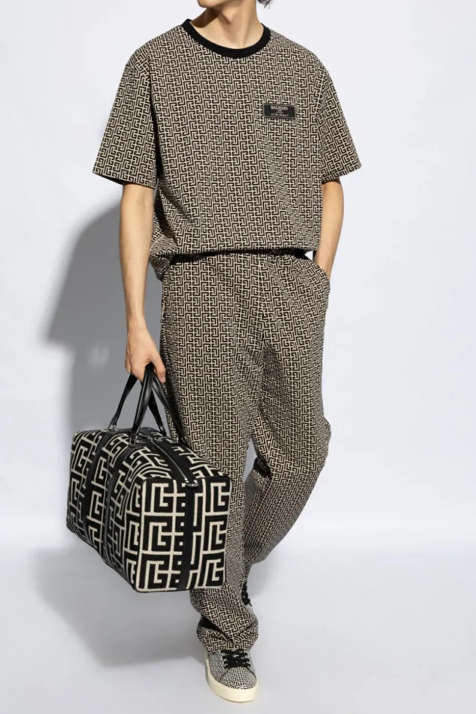 Balmain CZARNY Spodnie dresowe z monogramem