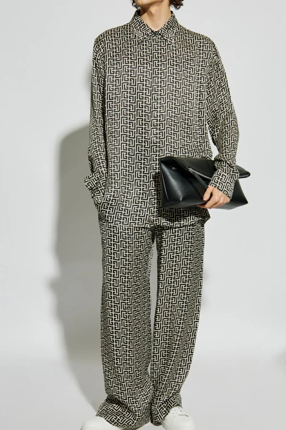 Balmain CZARNY Spodnie o luźnym kroju