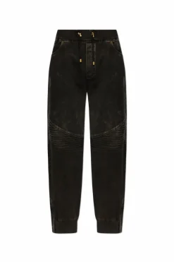 Balmain CZARNY Spodnie z efektem `vintage`