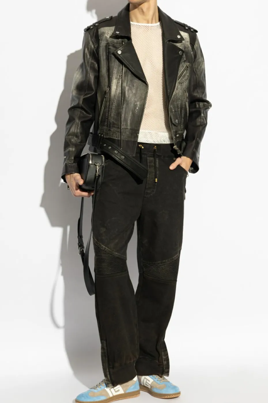 Balmain CZARNY Spodnie z efektem `vintage`