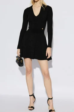 Balmain CZARNY Sukienka z dekoltem w serek
