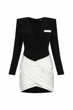 Balmain CZARNY Sukienka z dekoracyjnymi drapowaniami