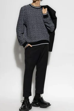 Balmain CZARNY Sweter z monogramem