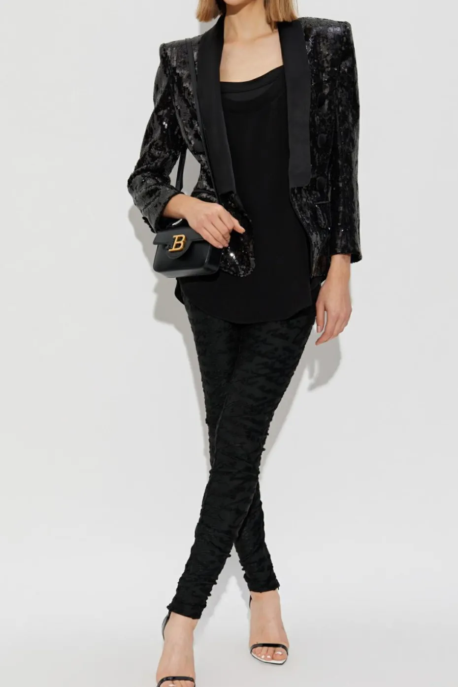 Balmain CZARNY Top na ramiączkach