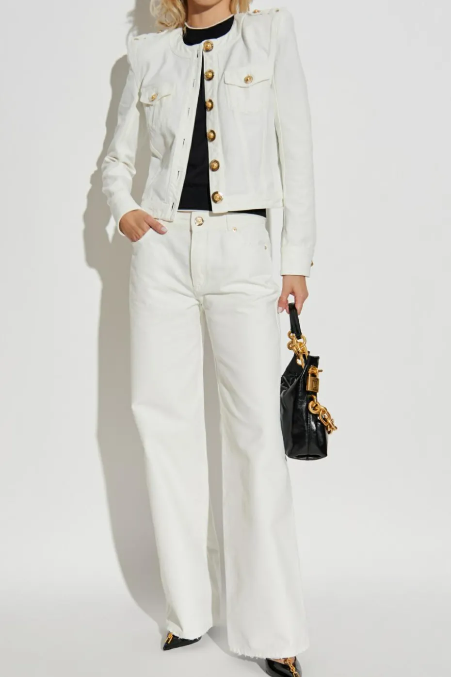 Balmain CZARNY Top z wyszytym logo