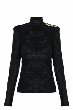 Balmain CZARNY Top ze stójką