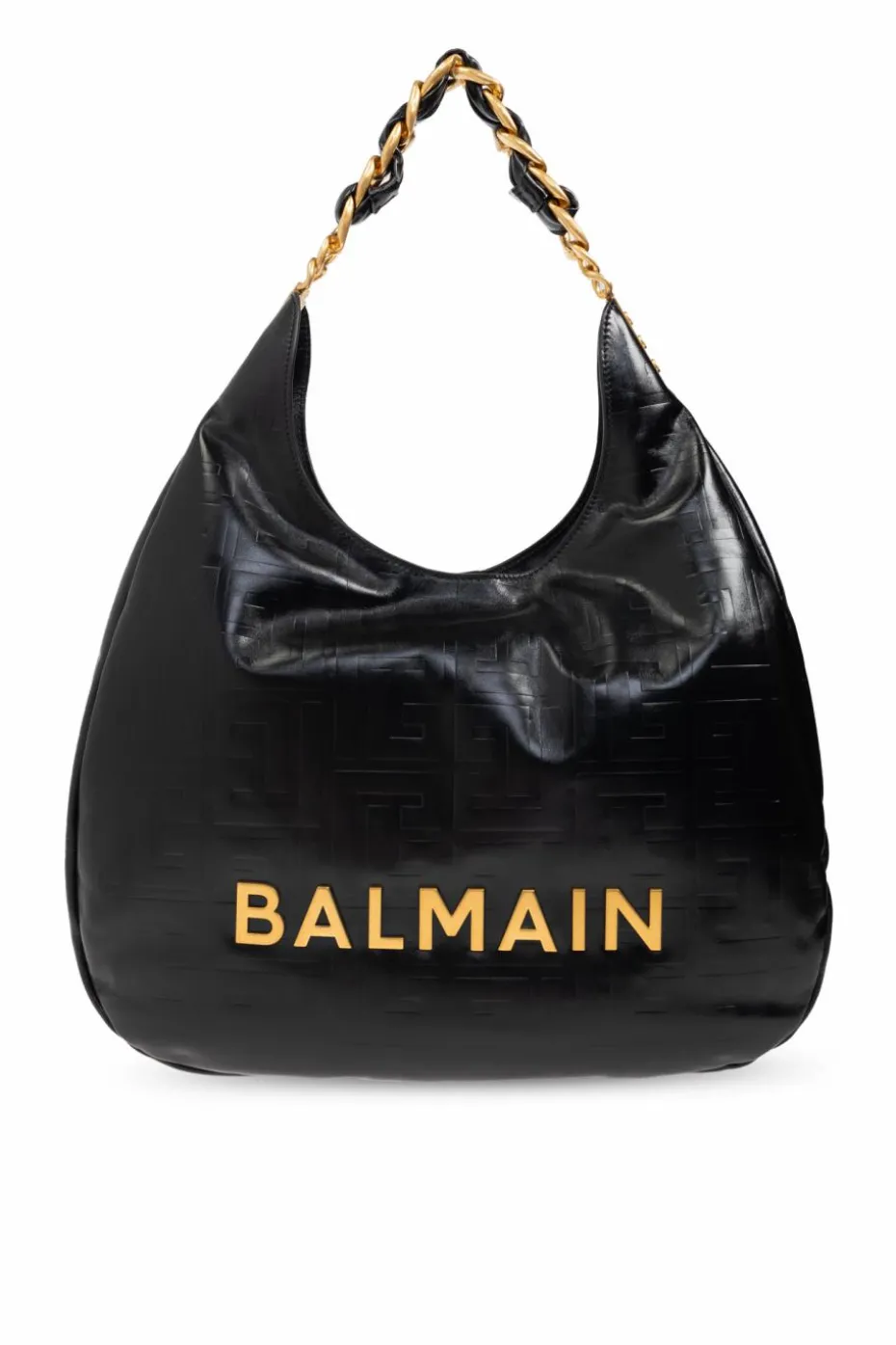 Balmain CZARNY Torba `1945 Soft Moon Large` typu `hobo`
