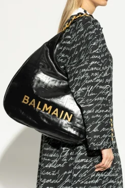 Balmain CZARNY Torba `1945 Soft Moon Large` typu `hobo`