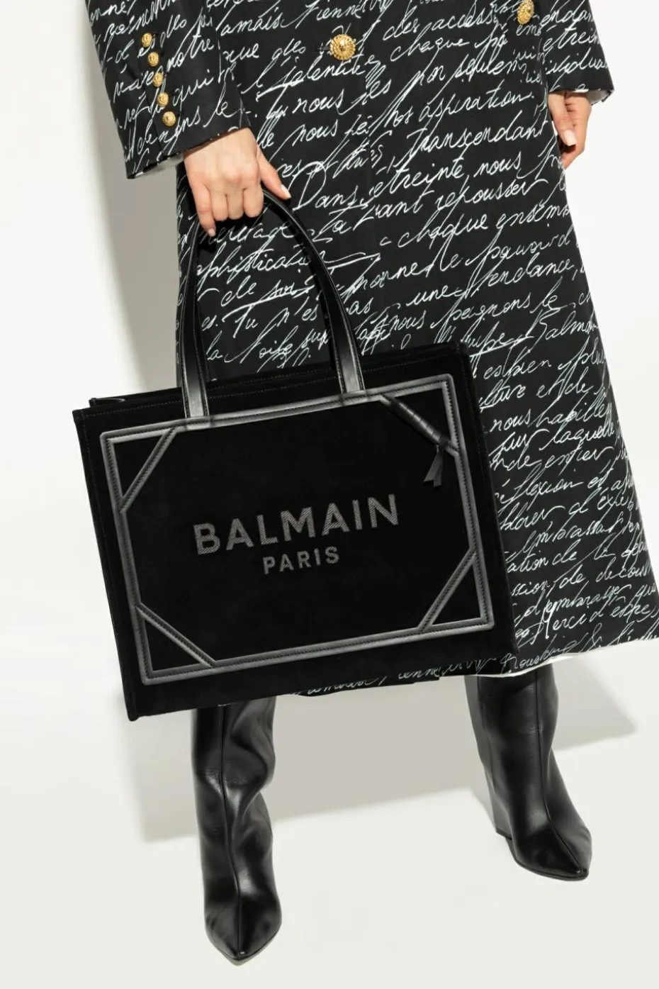 Balmain CZARNY Torba `B-Army Medium` typu `shopper`