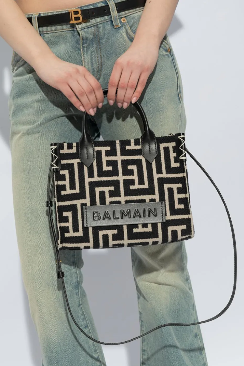 Balmain CZARNY Torba na ramię z logo