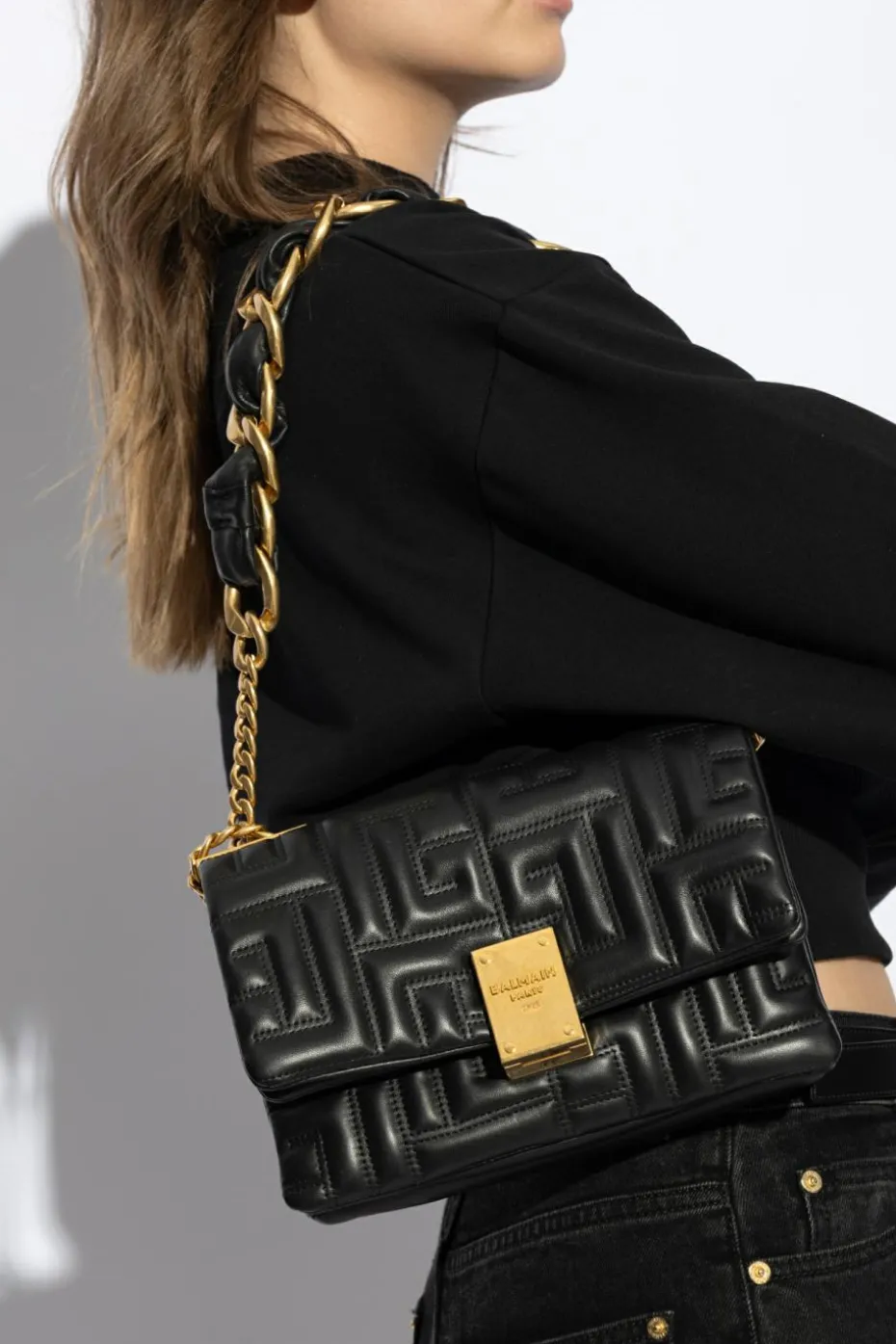 Balmain CZARNY Torba na ramię
